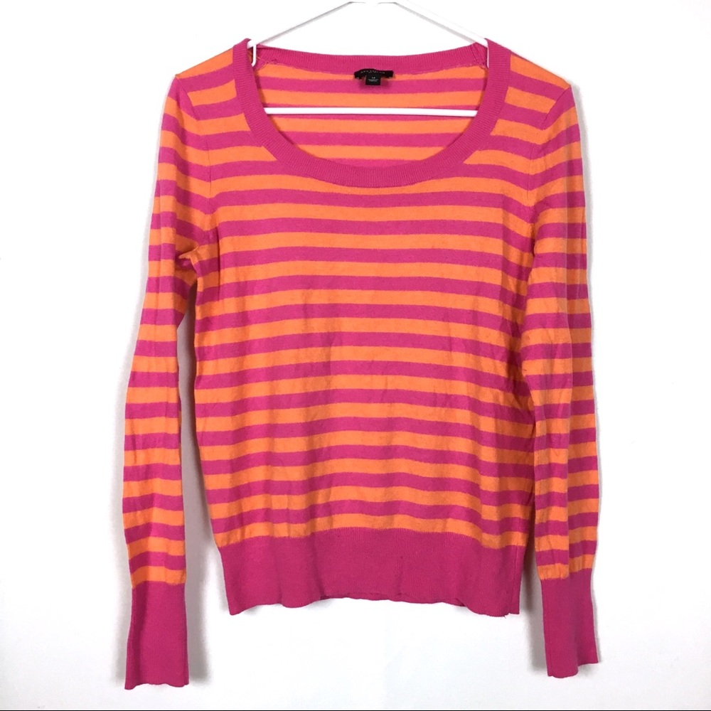 SALE! Ann Taylor Sweater Pink Orange Stripe Medium
